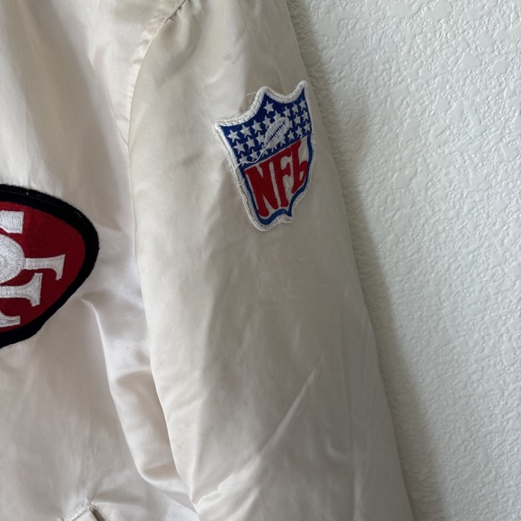 RARE Vtg 80s San Francisco 49ers STARTER Jacket L White Satin NFL Pro Line Mens - Picture 9 of 16
